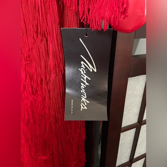 80’s Vintage Nightworks Fringe Flapper Great Gatsby Style Fire Red Dress NWT S12 - Picture 7 of 11